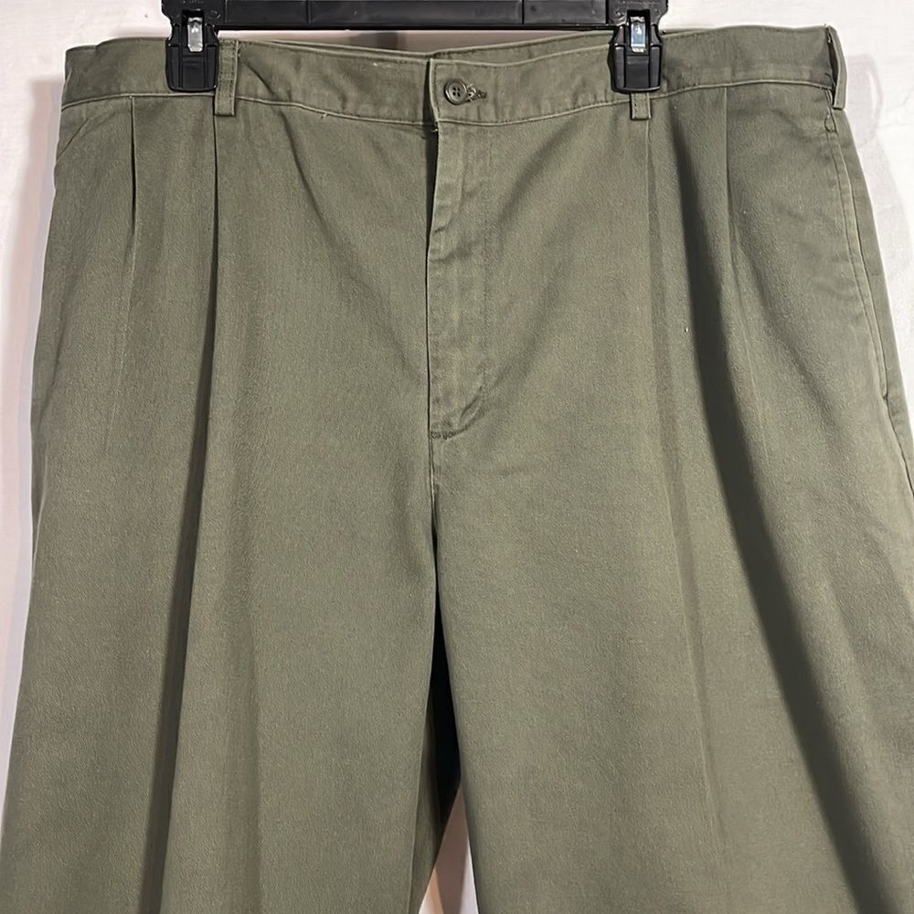 Lands End army green pleated trousers - Picture 2 of 9